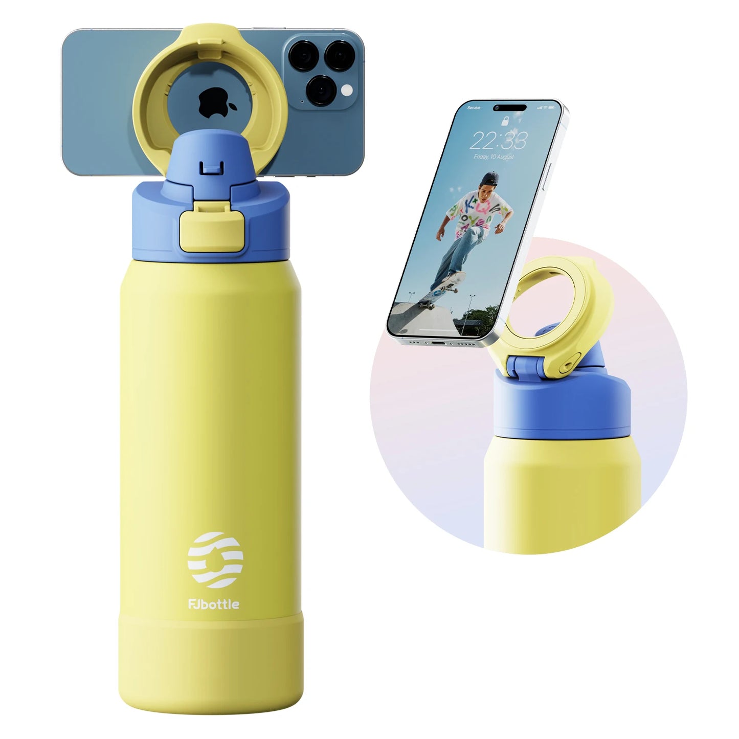 Stainless Steel Water Bottle with Magnetic Phone Holder